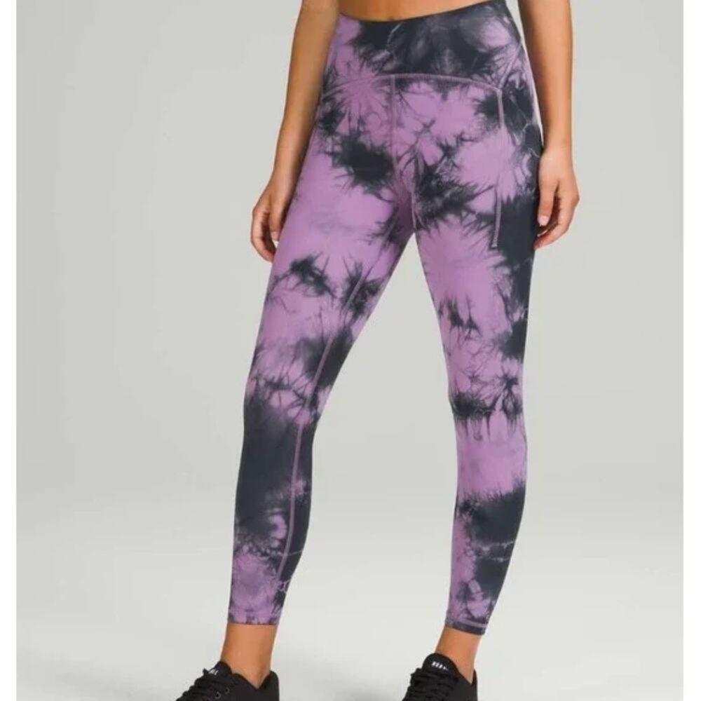 LULULEMON Power Thru High-Rise Tight in Purple Tie Die Size Women's 4